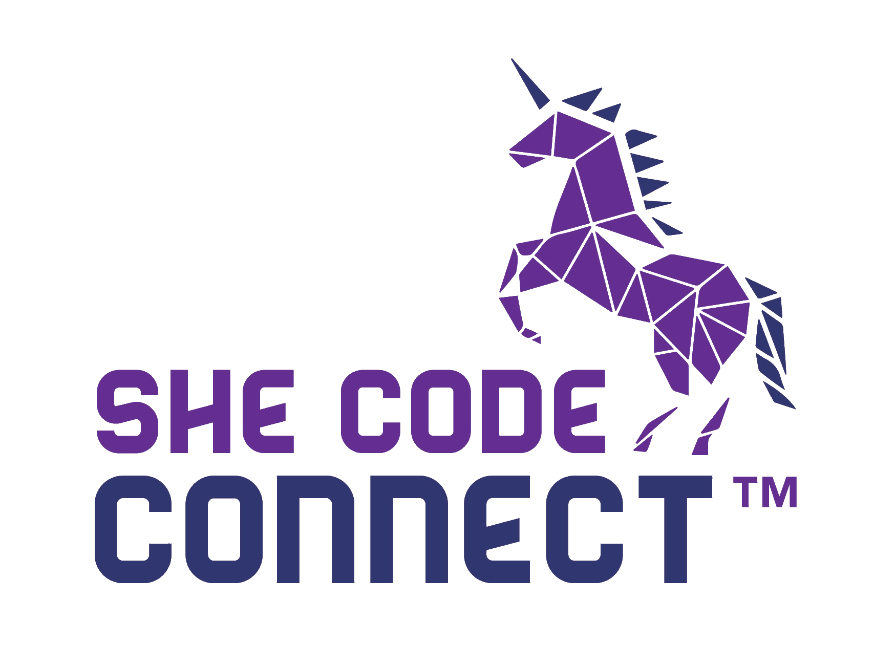 She Code Connect logo, which is of a purple unicorn